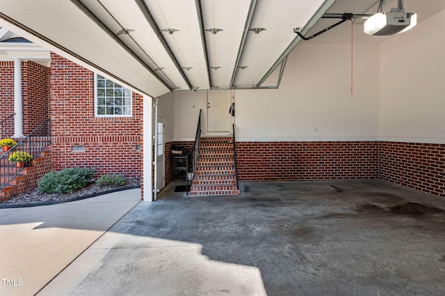 garage with a garage door opener