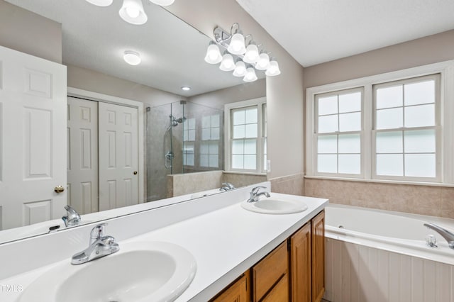 2006 Chedington Dr, Apex, NC 27502 - full bath featuring a shower stall, a tub with jets, and double vanity