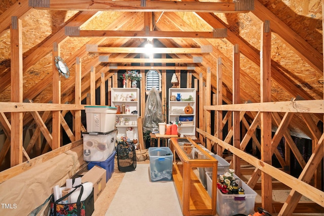 view of unfinished attic