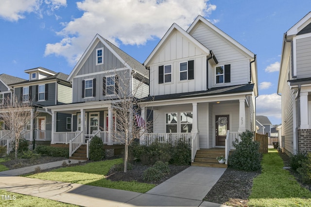 view of front of home with board and batten siding and a porch