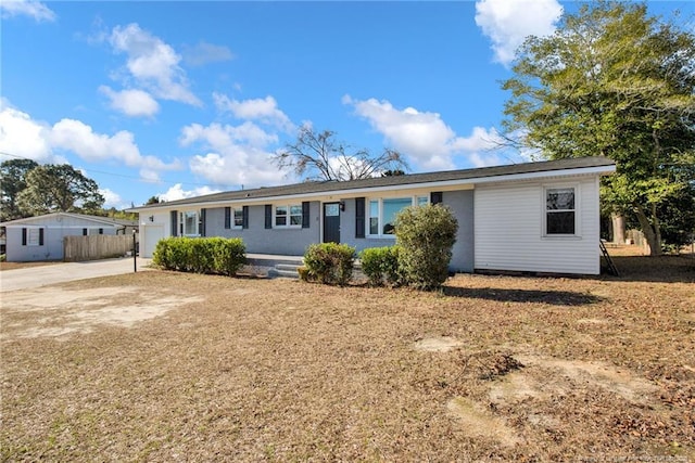 single story home featuring crawl space