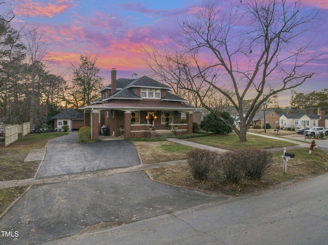 view of front of home featuring covered porch