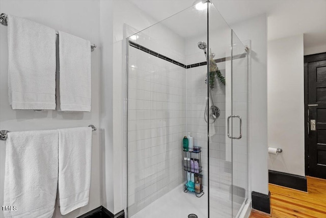 216 N Bloodworth St, Raleigh, NC 27601 - full bath with wood finished floors and a stall shower