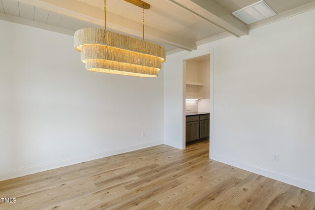 3521 Amelia Grace Dr Lot 67, Fuquay Varina, NC 27526 - unfurnished room featuring beamed ceiling, light wood-type flooring, and baseboards