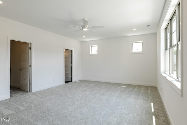 3521 Amelia Grace Dr Lot 67, Fuquay Varina, NC 27526 - spare room featuring light colored carpet, a ceiling fan, recessed lighting, and baseboards