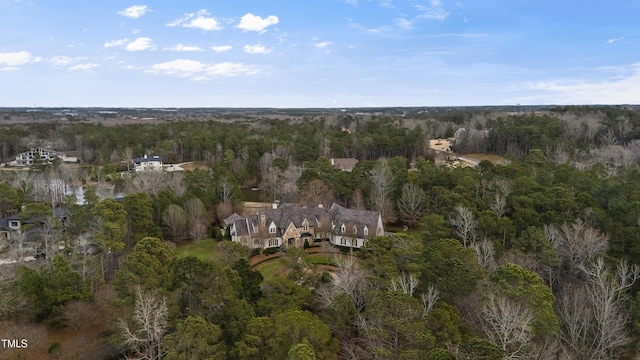 aerial view featuring a forest view