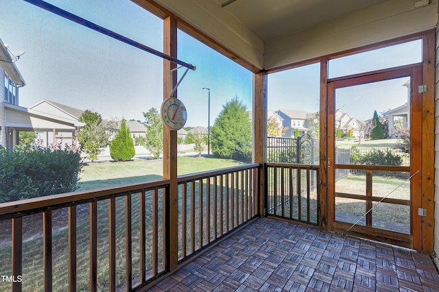 view of unfurnished sunroom