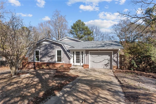 single story home with a garage