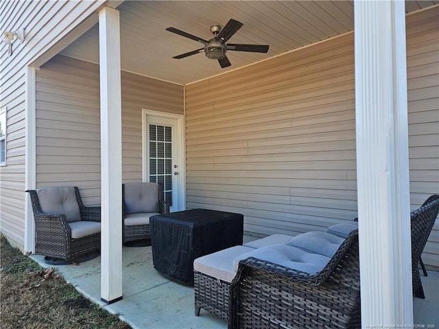 view of patio / terrace with ceiling fan