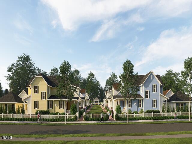 view of front of property featuring a fenced front yard and a residential view