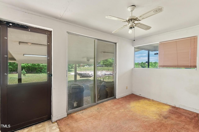 620 Mcghees Mill Rd, Roxboro, NC 27574 - unfurnished room featuring crown molding, baseboards, ceiling fan, and carpet