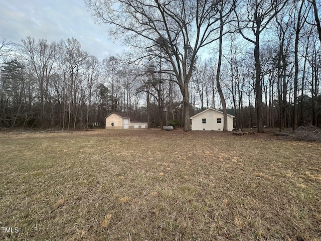 view of yard with an outbuilding