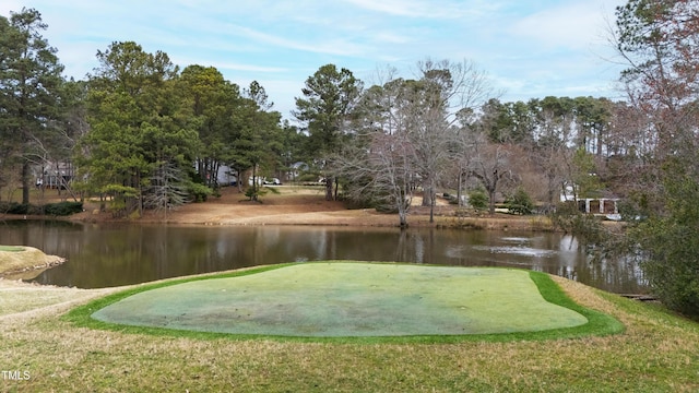 surrounding community featuring a water view