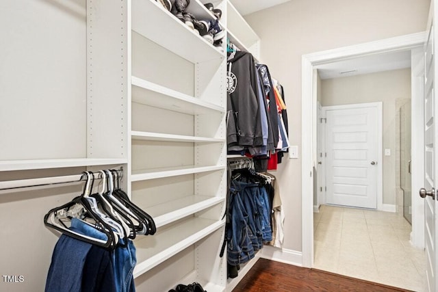 spacious closet featuring wood finished floors