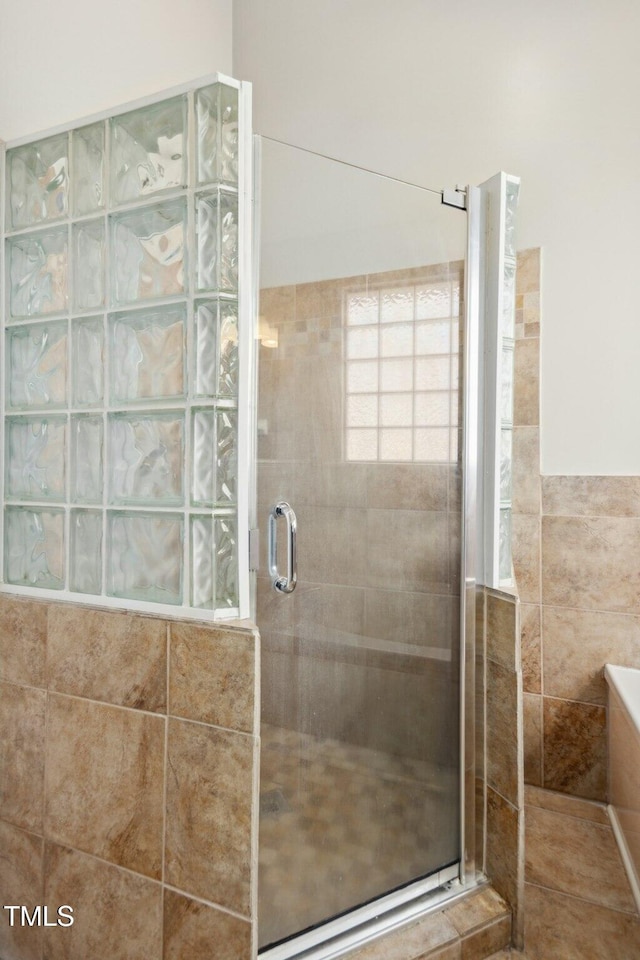 bathroom featuring a shower stall