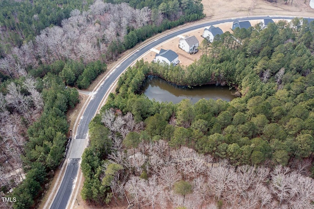 drone / aerial view with a forest view