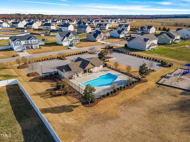 drone / aerial view with a residential view