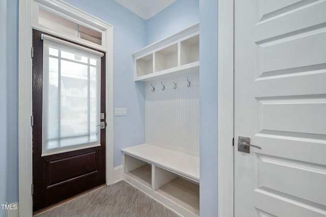 mudroom with light wood-type flooring