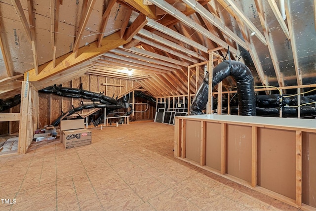 view of unfinished attic