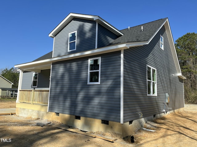 162 Kirkwall Ln, Selma, NC 27576 - view of home's exterior with a porch, crawl space, and a shingled roof
