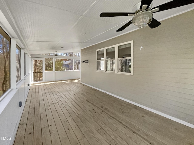 308 Trimble Ave, Cary, NC 27511 - unfurnished sunroom featuring wood-type flooring and a ceiling fan