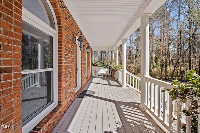 deck featuring a porch