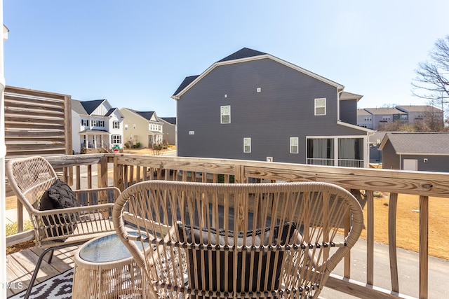 deck with a residential view