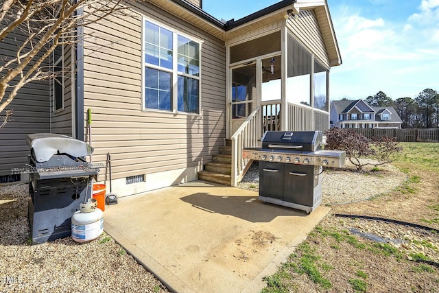 view of patio / terrace featuring fence and area for grilling