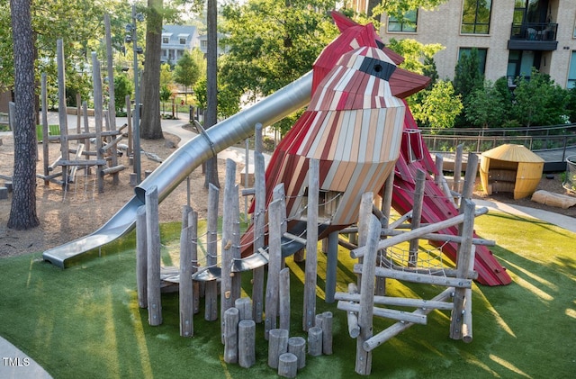 view of playground featuring a yard