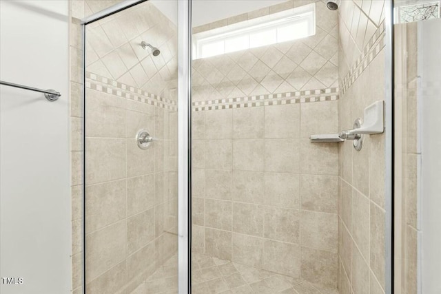 bathroom featuring a stall shower