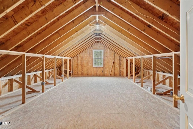 view of unfinished attic