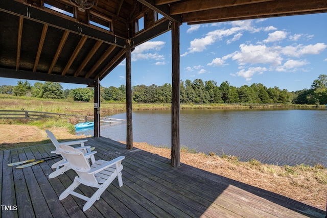 dock area featuring a water view