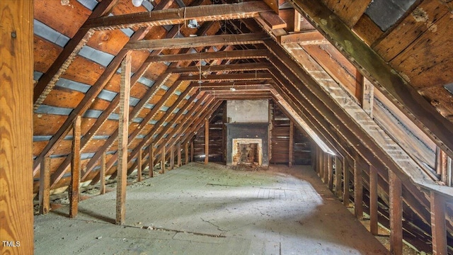 view of unfinished attic