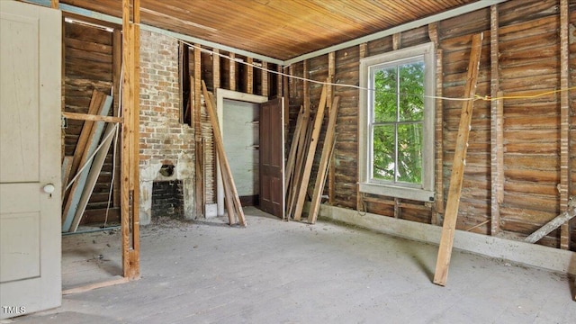 miscellaneous room with wood ceiling