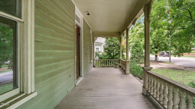 wooden terrace with covered porch