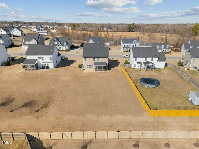 bird's eye view featuring a residential view