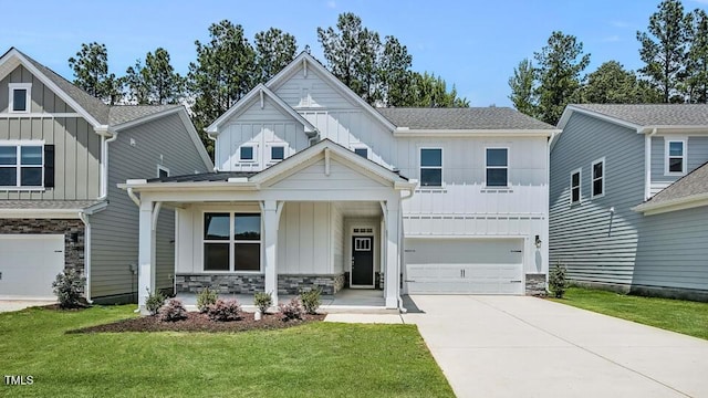 7521 Percussion Dr, Apex, NC 27539 - craftsman-style house with board and batten siding and stone siding
