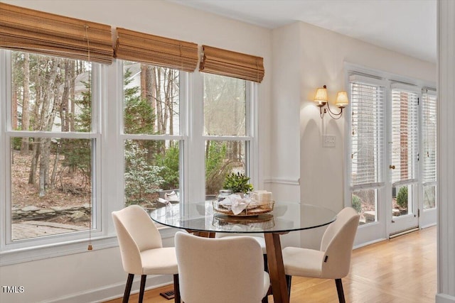 dining space featuring wood finished floors