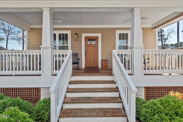 property entrance with a porch