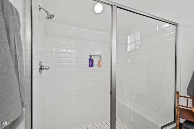 full bathroom featuring a shower stall