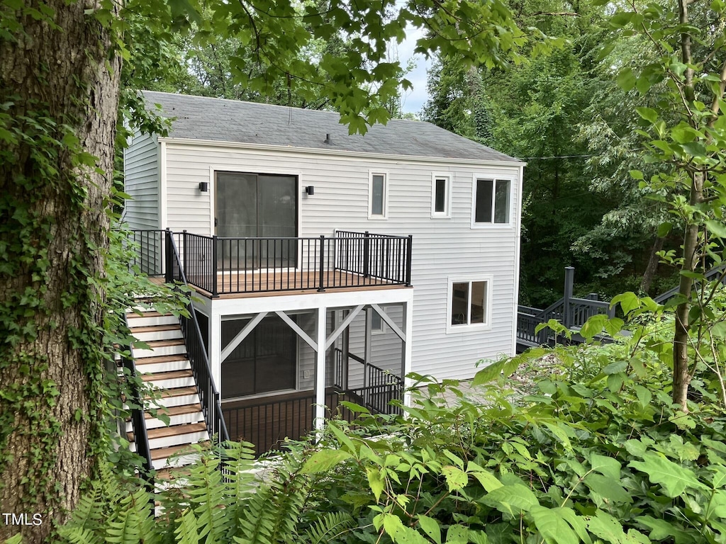3412 Rock Creek Dr, Raleigh, NC 27609 - rear view of house with stairs