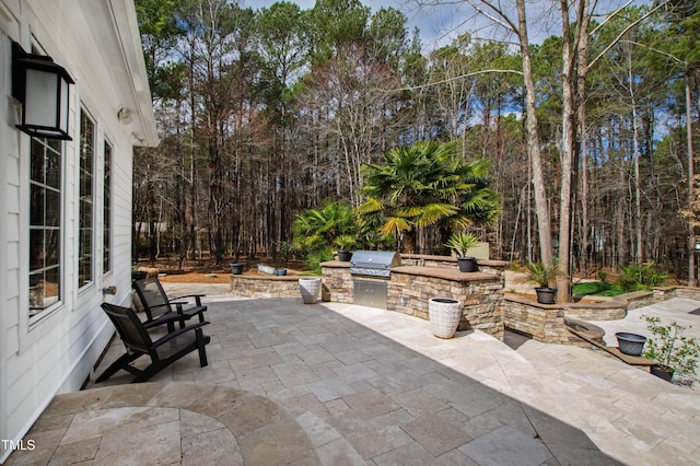 view of patio / terrace with area for grilling and a grill