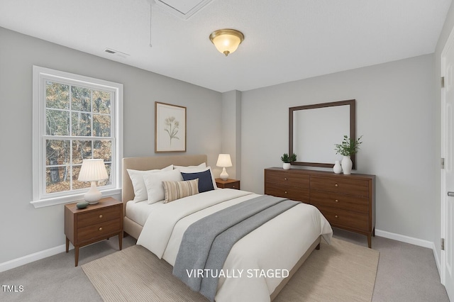 5625 Fieldcross Ct, Raleigh, NC 27610 - bedroom with carpet flooring, baseboards, and attic access