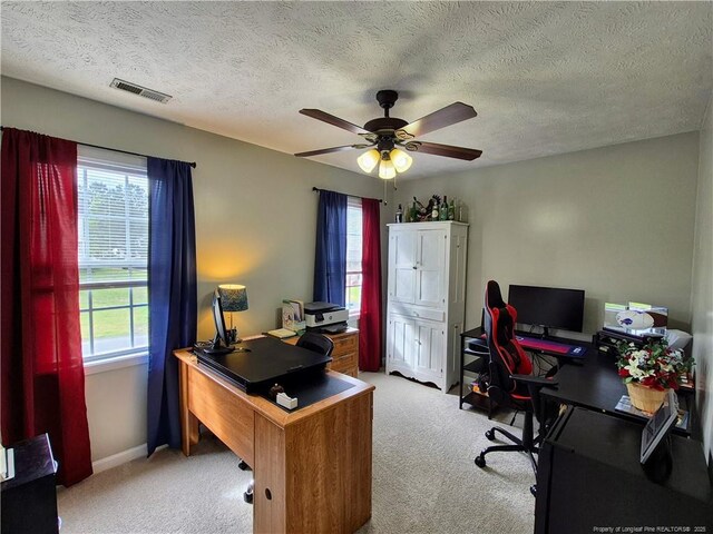 11 Scotland Dr, Spring Lake, NC 28390 - office space featuring visible vents, a ceiling fan, plenty of natural light, and carpet floors