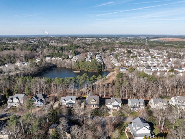 aerial view with a water view and a residential view