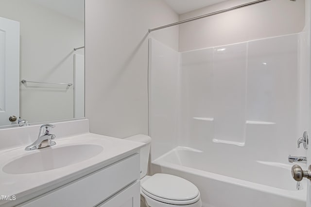 full bathroom with toilet, shower / bath combination, and vanity