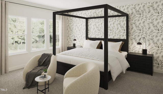 167 S Harvest Ridge Way Unit 223, Wilsons Mills, NC 27520 - bedroom featuring wallpapered walls, baseboards, multiple windows, and carpet flooring