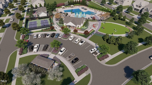 167 S Harvest Ridge Way Unit 223, Wilsons Mills, NC 27520 - aerial view of residential area featuring a pool area