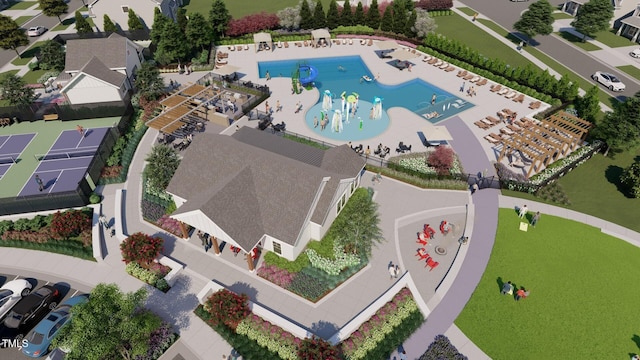 167 S Harvest Ridge Way Unit 223, Wilsons Mills, NC 27520 - aerial view of a pool area