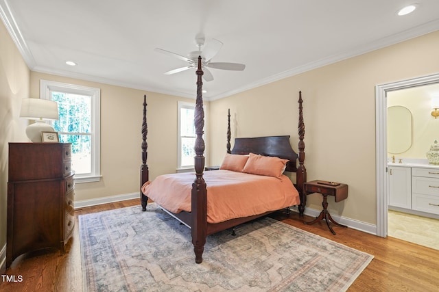 56 Mist Wood Ct, Pittsboro, NC 27312 - bedroom with recessed lighting, light wood finished floors, and crown molding